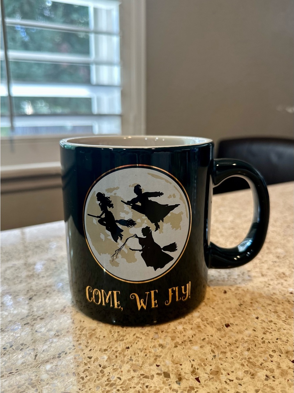Disney Dark Green and Gold Witch Silhouette Ceramic Mug 22oz.